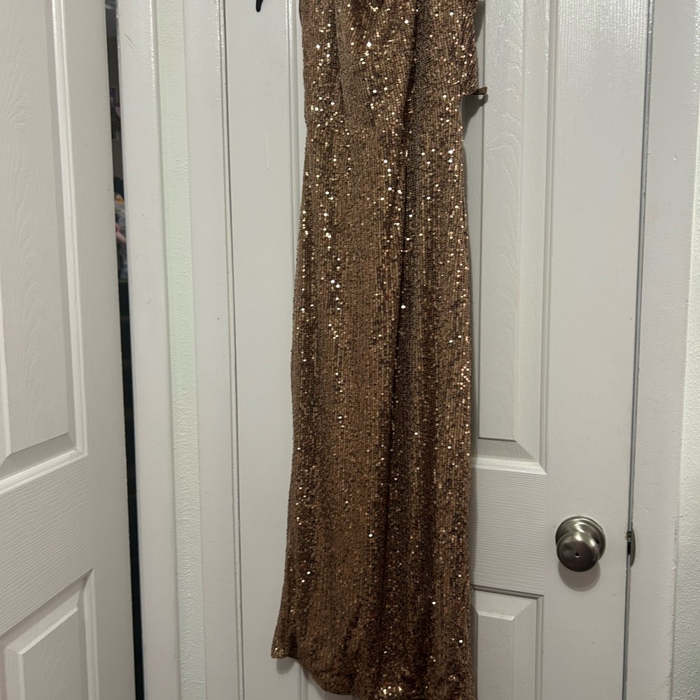 Sequin Strapless Gown
